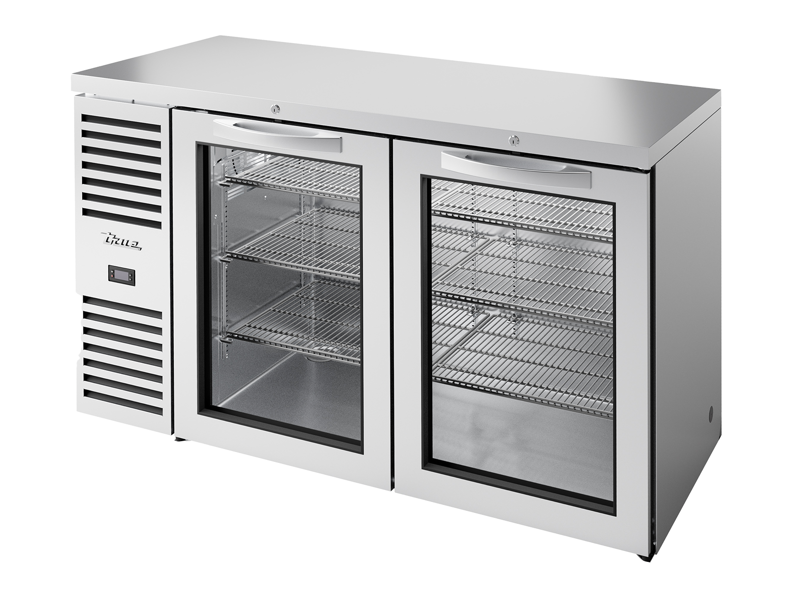 TRUE Bar Refrigerator, Stainless Steel Ext, 2 Solid Swing Doors TBR60-RISZ1-L-S-SS-2 - Hospitality Connect