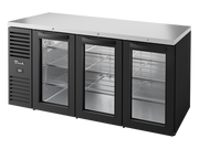 TRUE Bar Refrigerator, Black Ext, 3 Glass Slide Doors TBR72-RISZ1-L-B-111-2 - Hospitality Connect