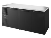 TRUE Bar Refrigerator, Black Ext, 3 Solid Swing Doors TBR72-RISZ1-L-B-SSS-2 - Hospitality Connect