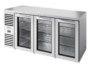 TRUE Bar Refrigerator, Stainless Steel Ext, 3 Glass Swing Doors TBR72-RISZ1-L-S-GGG-2 - Hospitality Connect