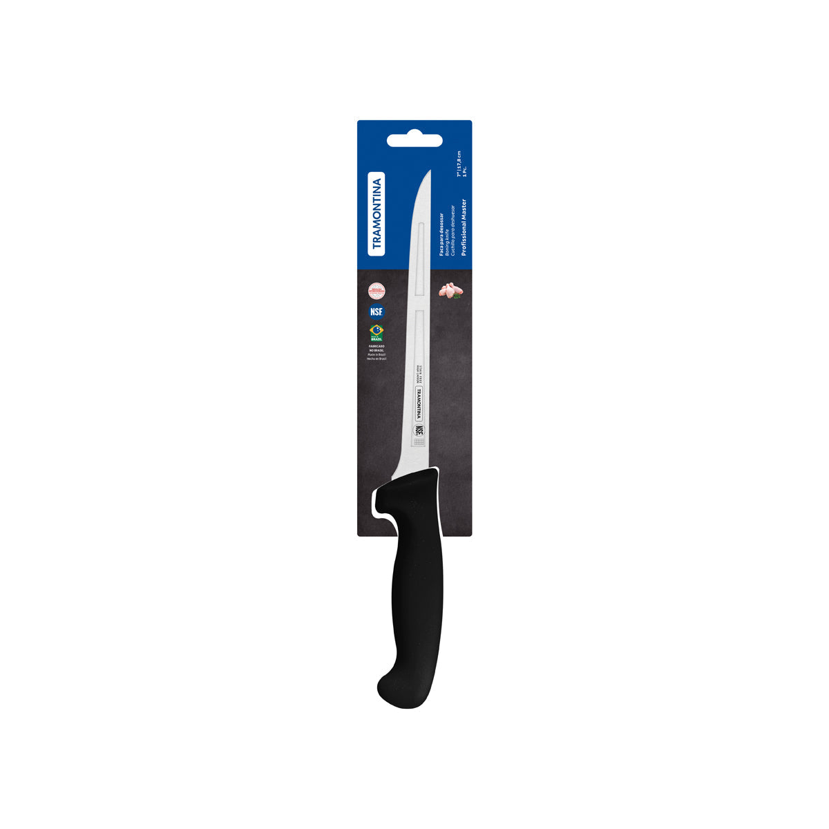 TRAMONTINA PROF BONING KNIFE STR NAR FLEXI 180mm BLK H/S - Hospitality Connect