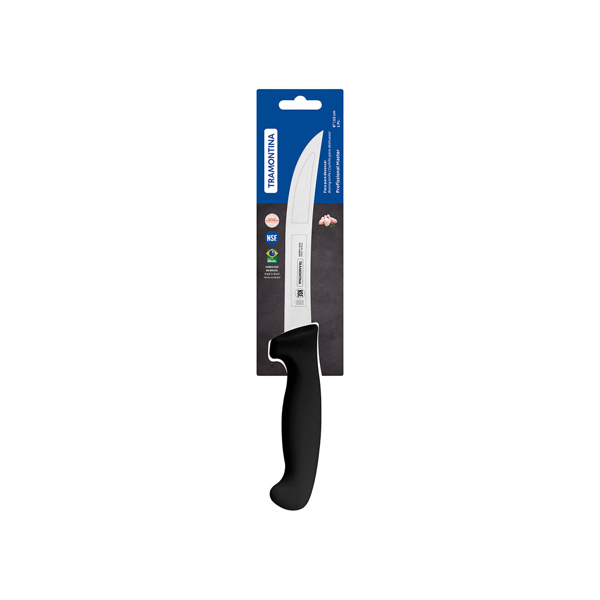 TRAMONTINA PROF BONING KNIFE CURVED STIFF 150mm BLK H/S - Hospitality Connect