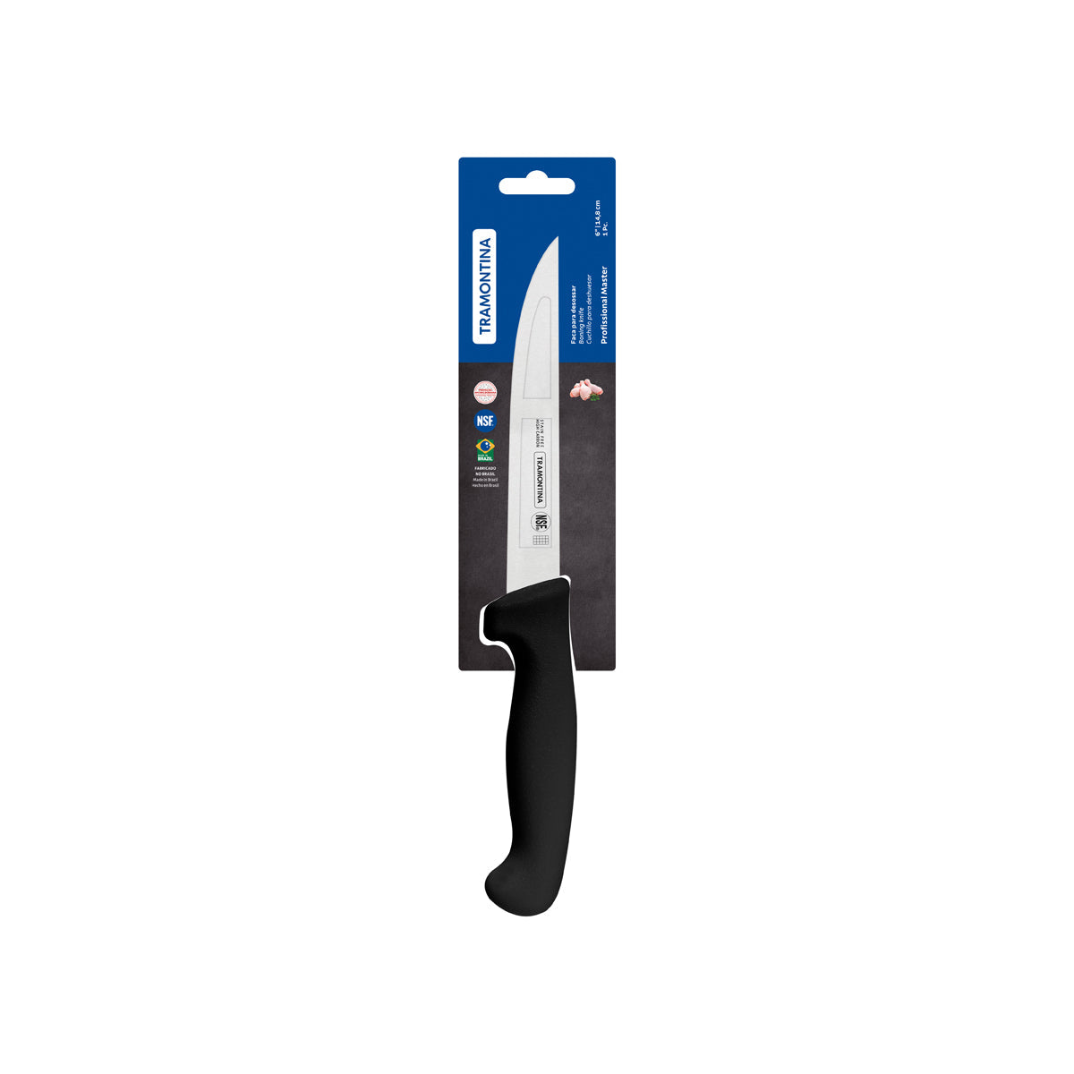TRAMONTINA PROF BONING KNIFE STR WIDE STIFF 150mm BLK H/S - Hospitality Connect