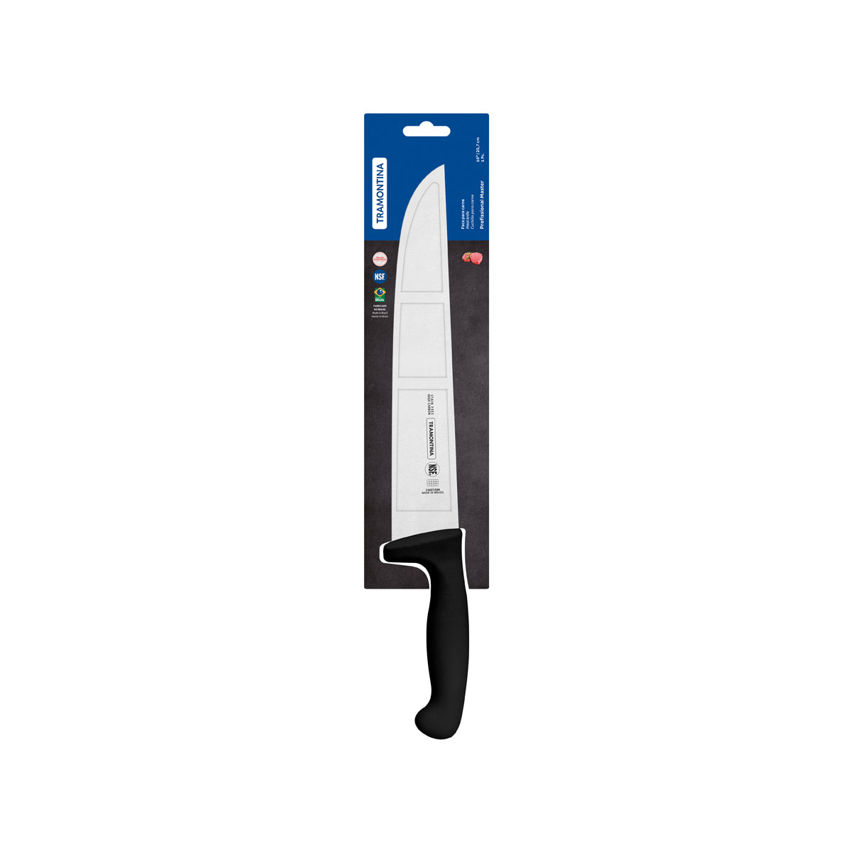 TRAMONTINA PROF BUTCHER KNIFE STRAIGHT BACK 250mm BLK H/S - Hospitality Connect