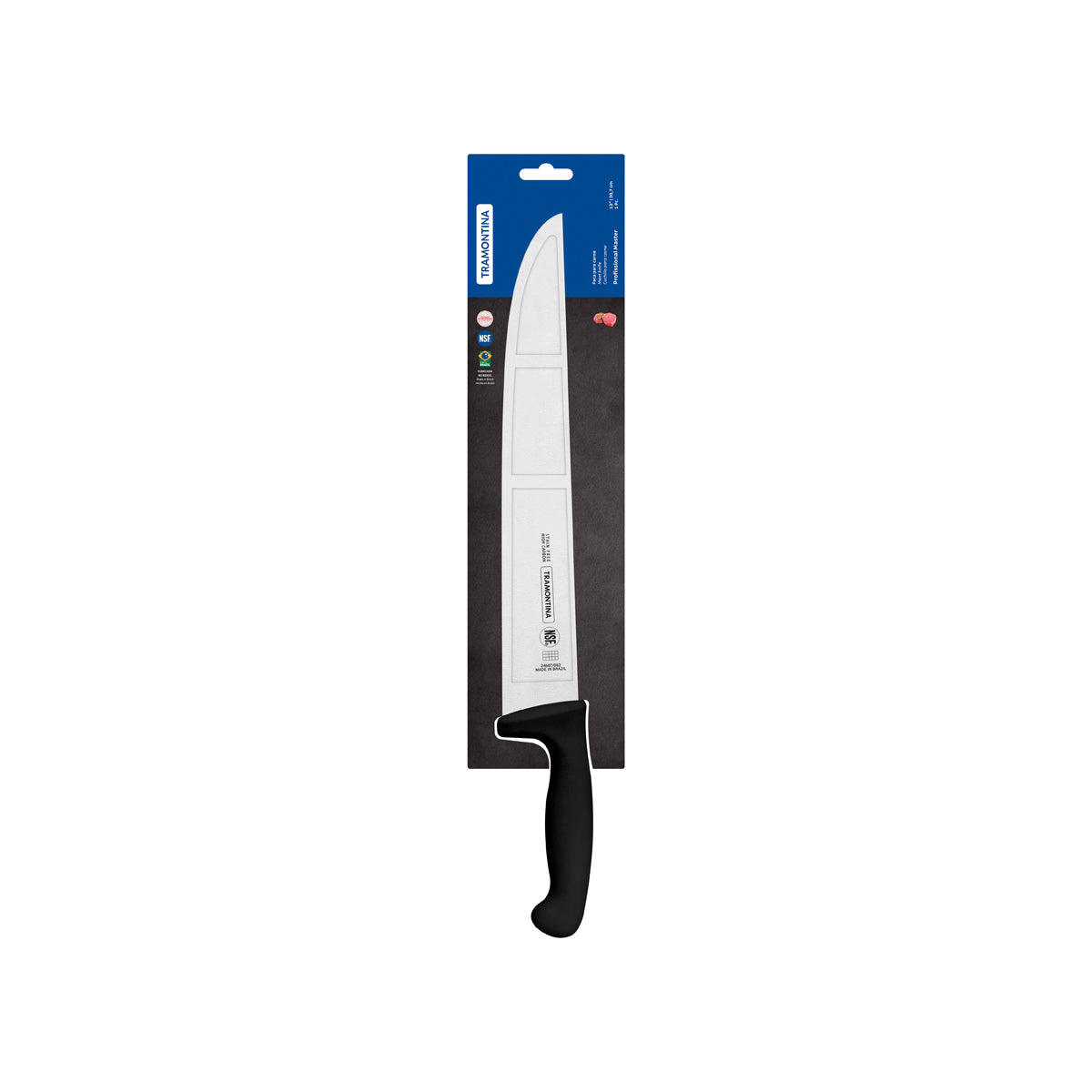 TRAMONTINA PROF BUTCHER KNIFE STRAIGHT BACK 300mm BLK H/S - Hospitality Connect