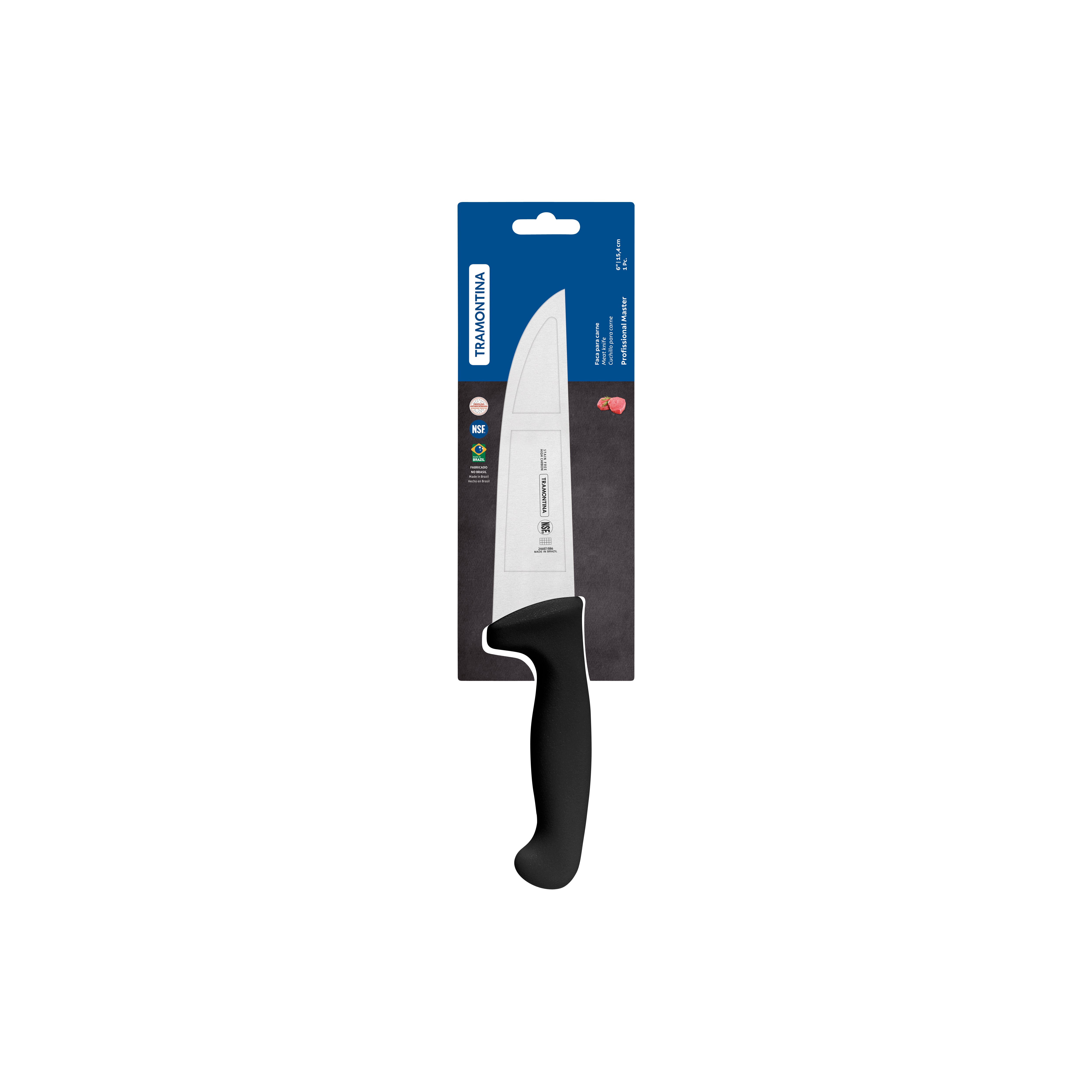 TRAMONTINA PROF BUTCHER KNIFE STRAIGHT BACK 150mm BLK H/S - Hospitality Connect