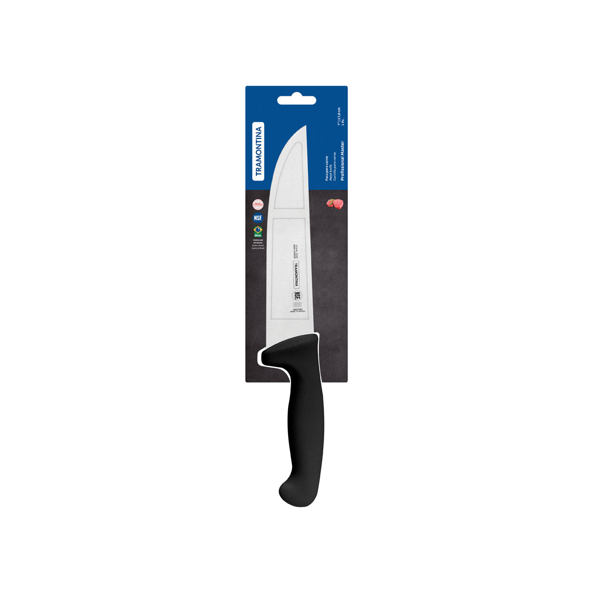 TRAMONTINA PROF BUTCHER KNIFE STRAIGHT BACK 180mm BLK H/S - Hospitality Connect