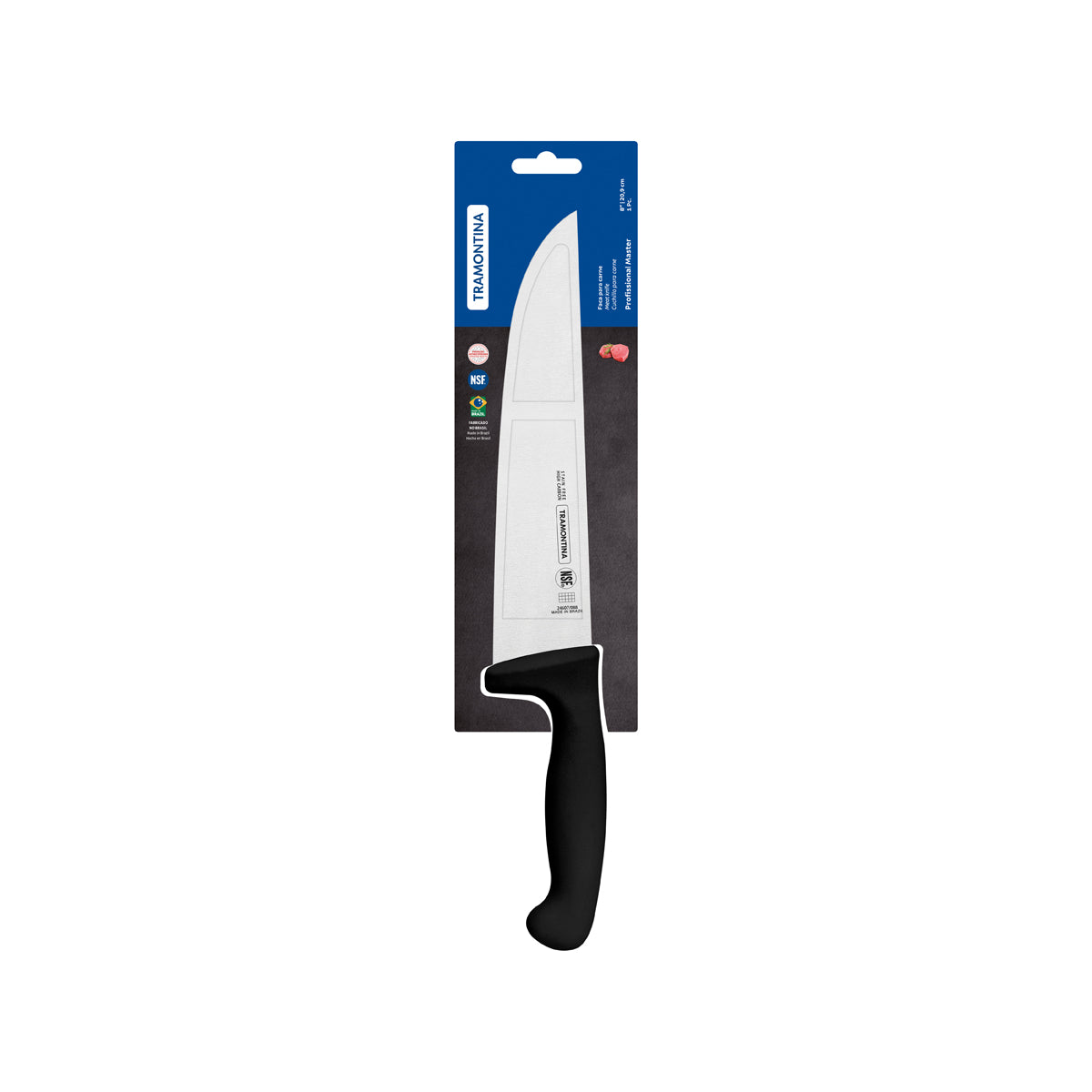 TRAMONTINA PROF BUTCHER KNIFE STRAIGHT BACK 200mm BLK H/S - Hospitality Connect