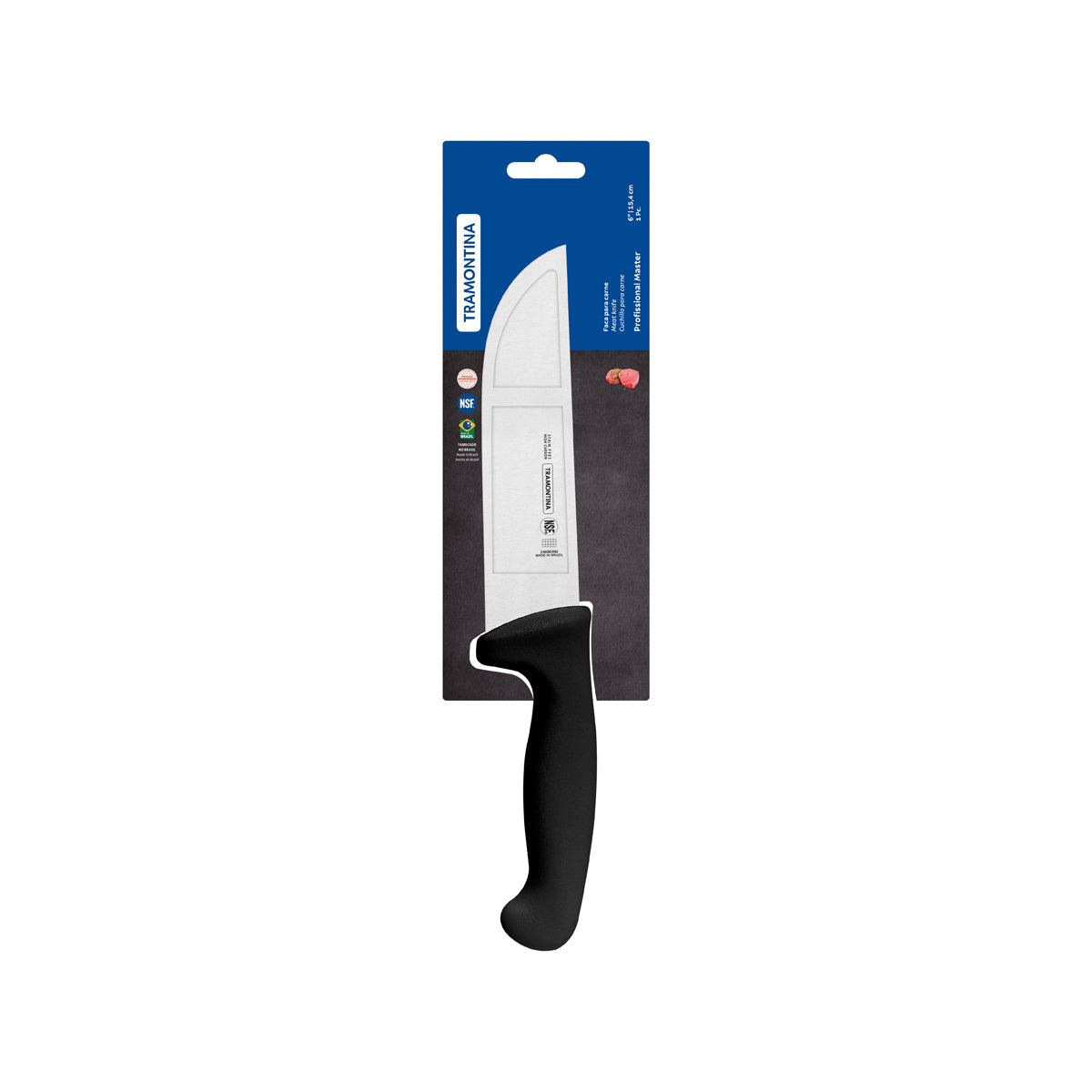 TRAMONTINA PROF BUTCHERS KNIFE STR BACK DEEP 150mm  BLK H/S - Hospitality Connect