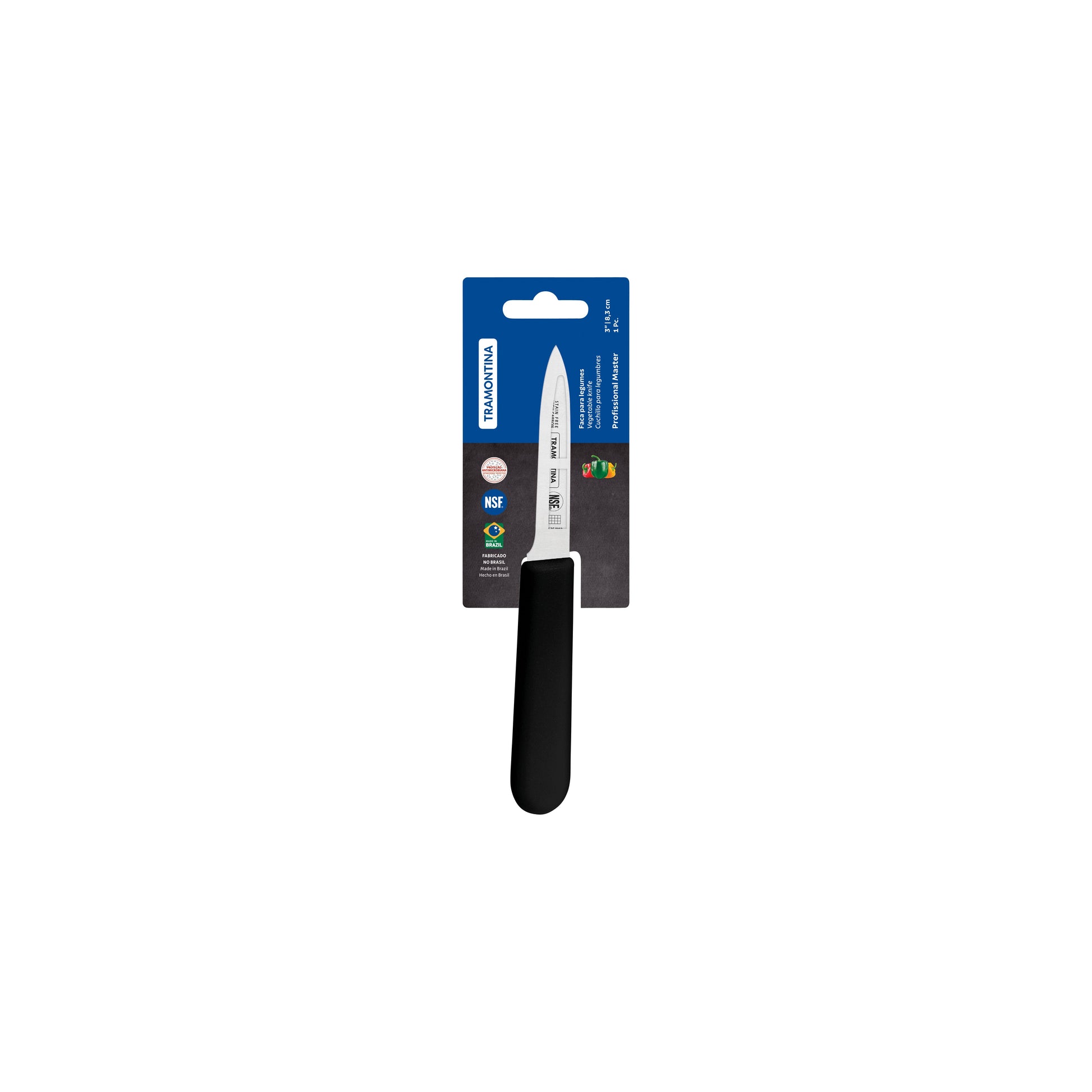 TRAMONTINA PROF PARING KNIFE STRAIGHT EDGE 70mm  BLK H/S - Hospitality Connect