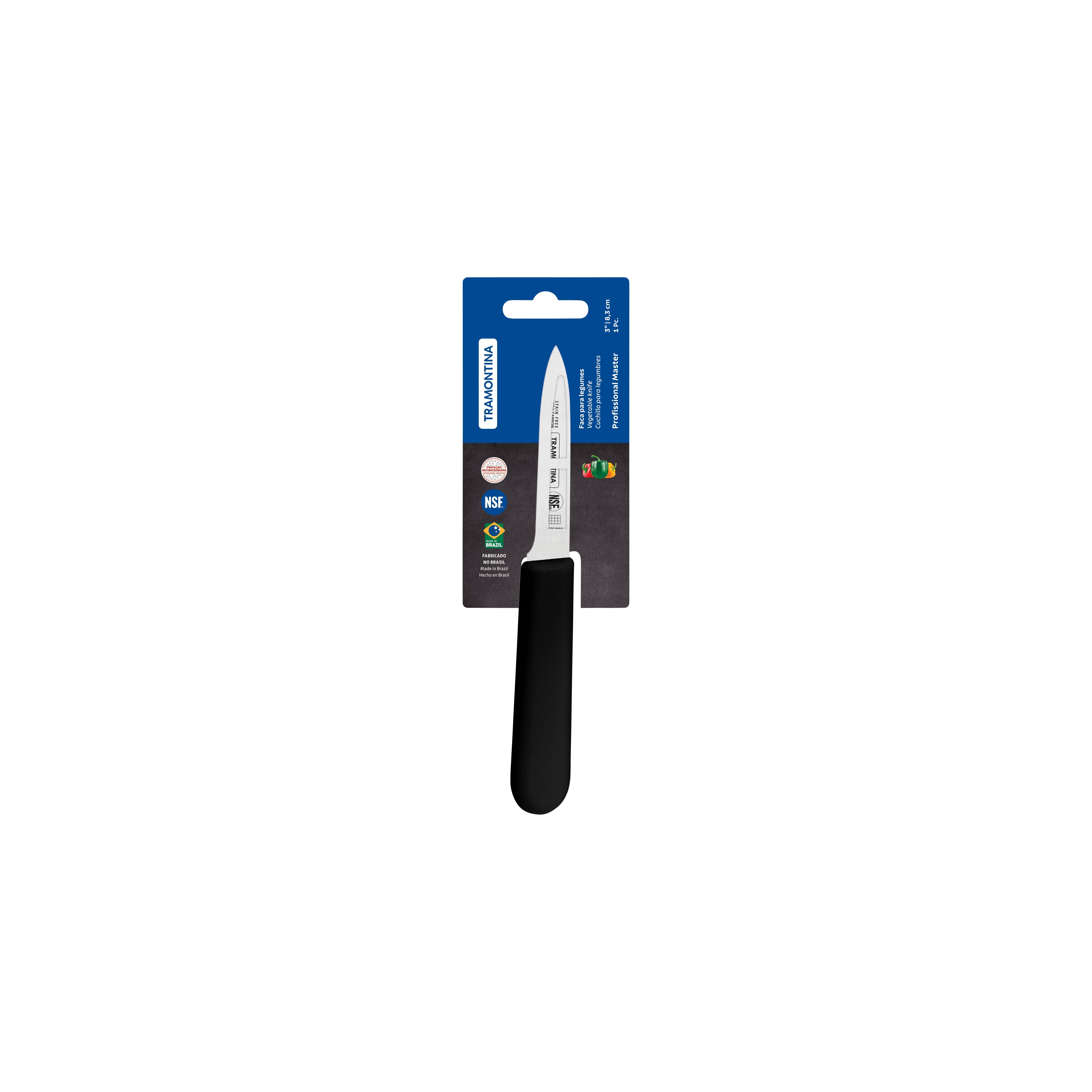 TRAMONTINA PROF PARING KNIFE STRAIGHT EDGE 70mm  BLK H/S - Hospitality Connect