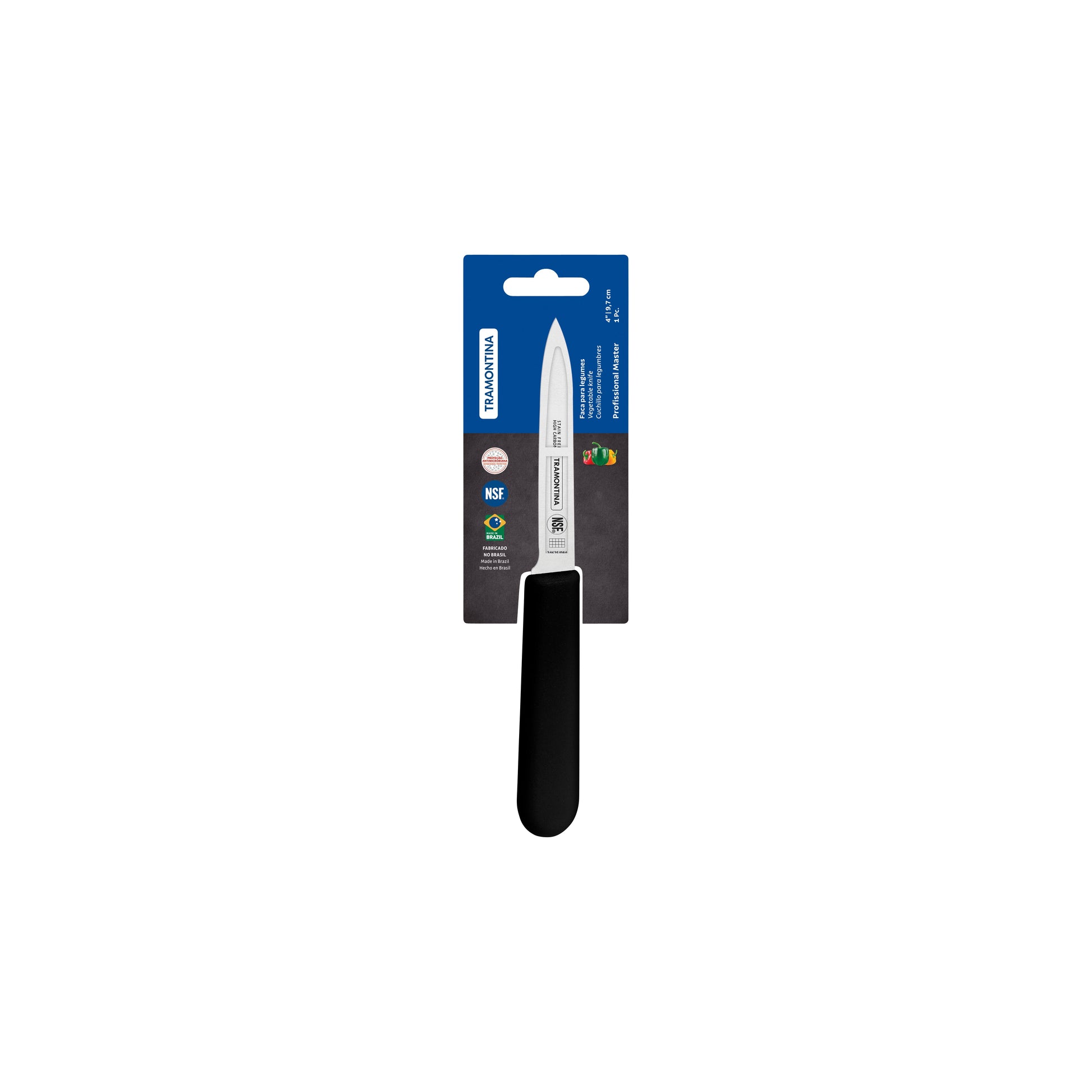 TRAMONTINA PROF PARING KNIFE STRAIGHT ED 100mm BLK H/S - Hospitality Connect