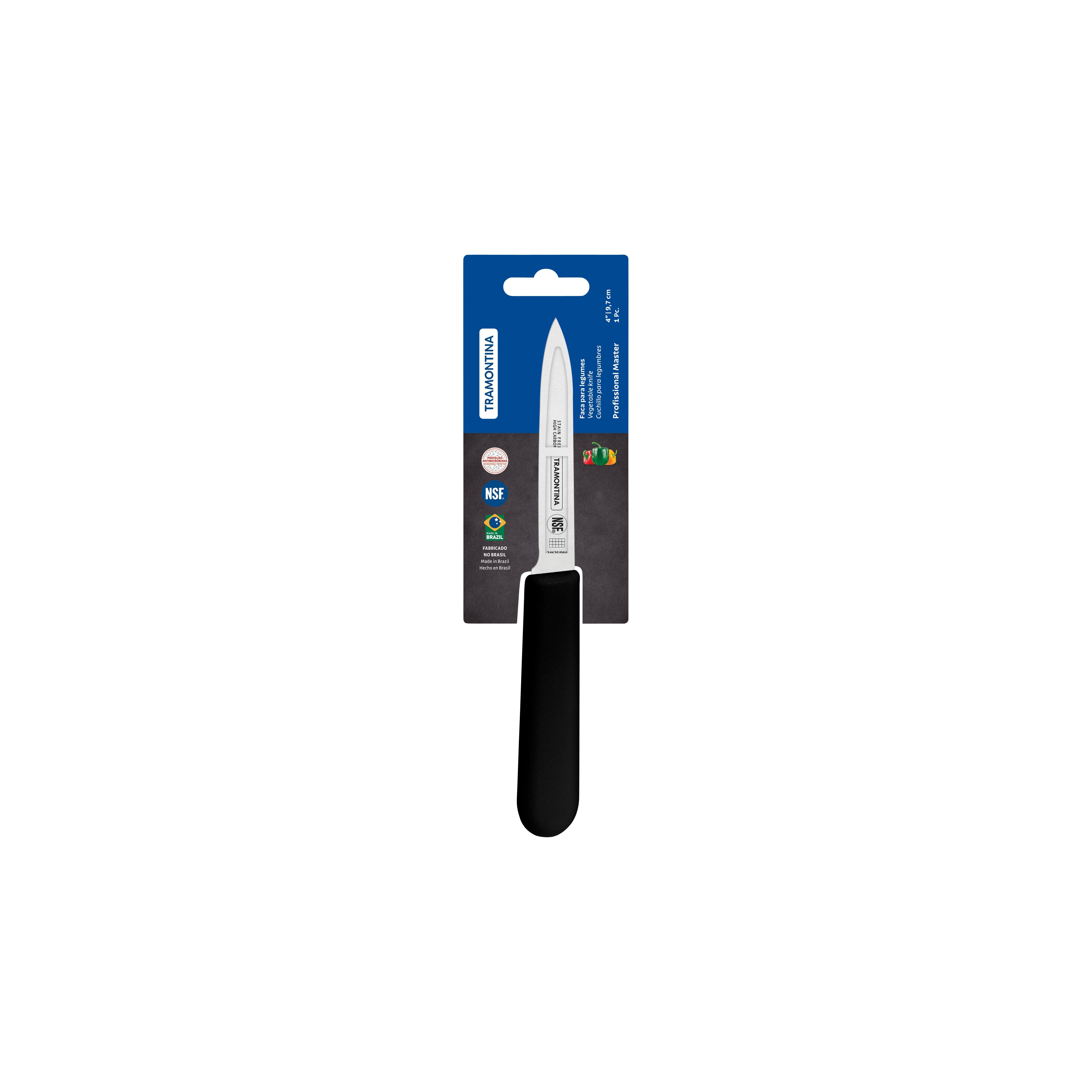 TRAMONTINA PROF PARING KNIFE STRAIGHT ED 100mm BLK H/S - Hospitality Connect