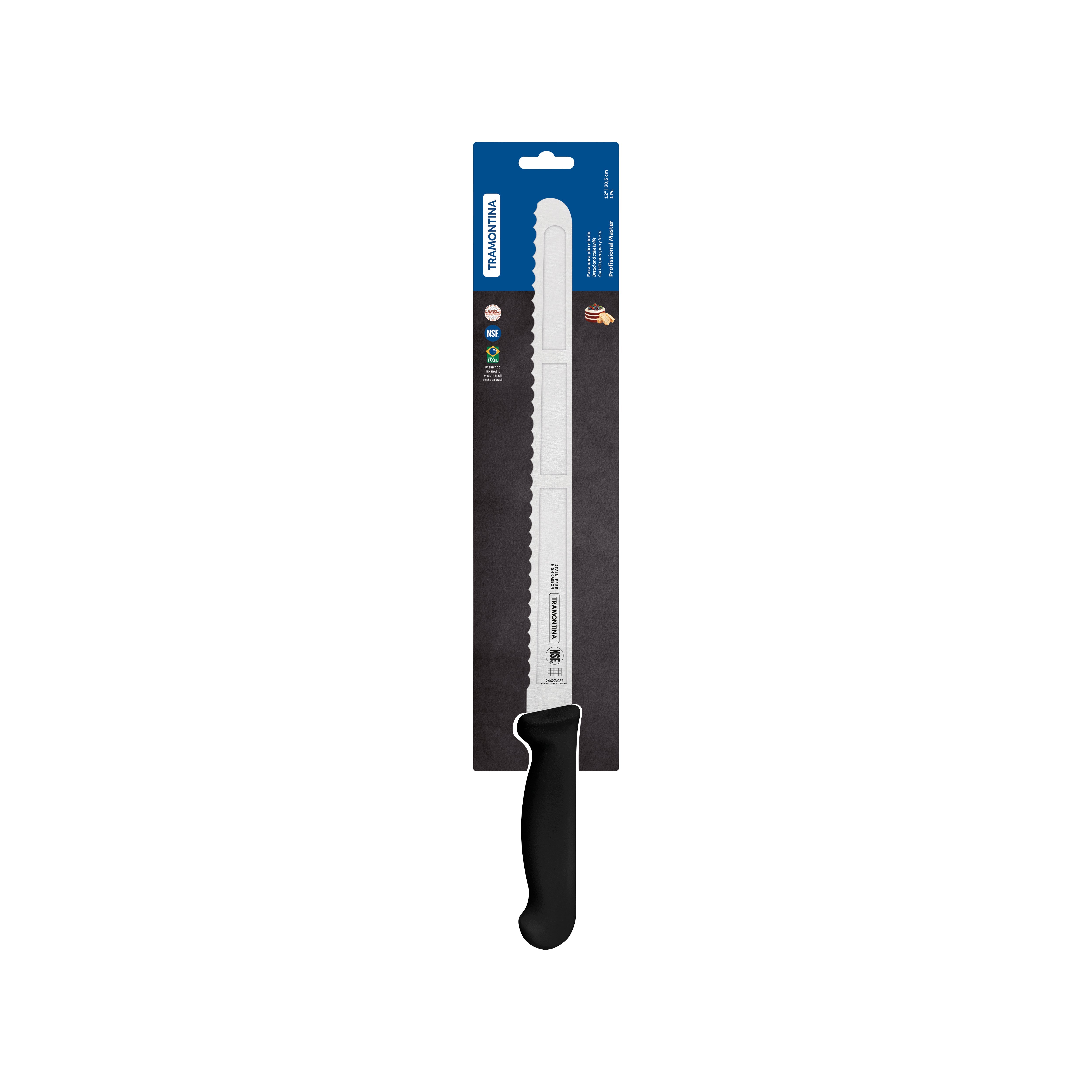 TRAMONTINA PROF BREAD KNIFE SERRATED 300mm BLK H/S - Hospitality Connect