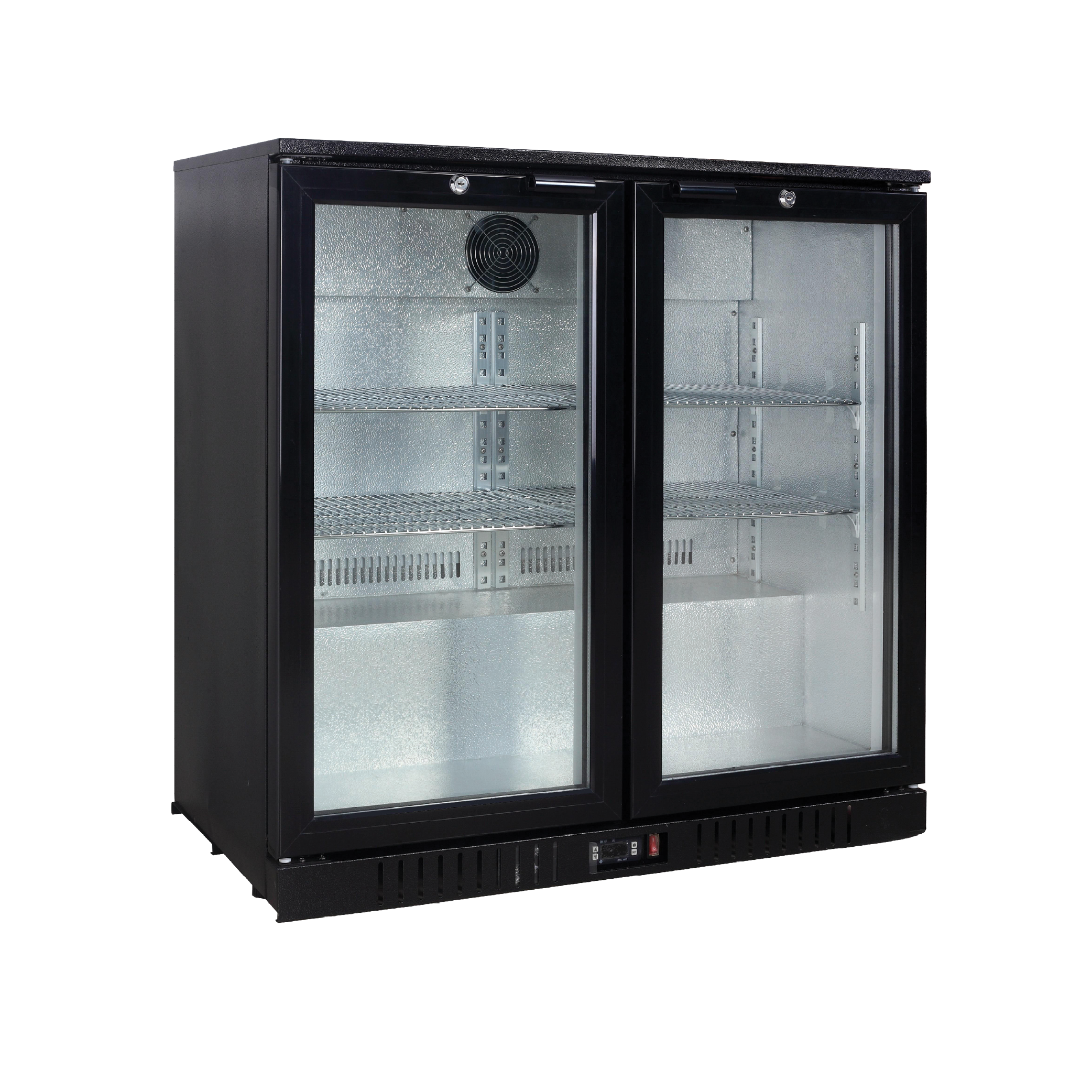 Exquisite UBC210 Two Swing Doors Backbar Display Refrigerators 900mm Height - Hospitality Connect