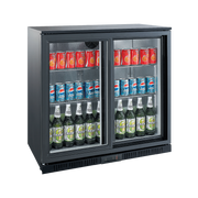 Exquisite UBC210 Two Sliding Doors Backbar Display Refrigerators 900mm Height - Hospitality Connect