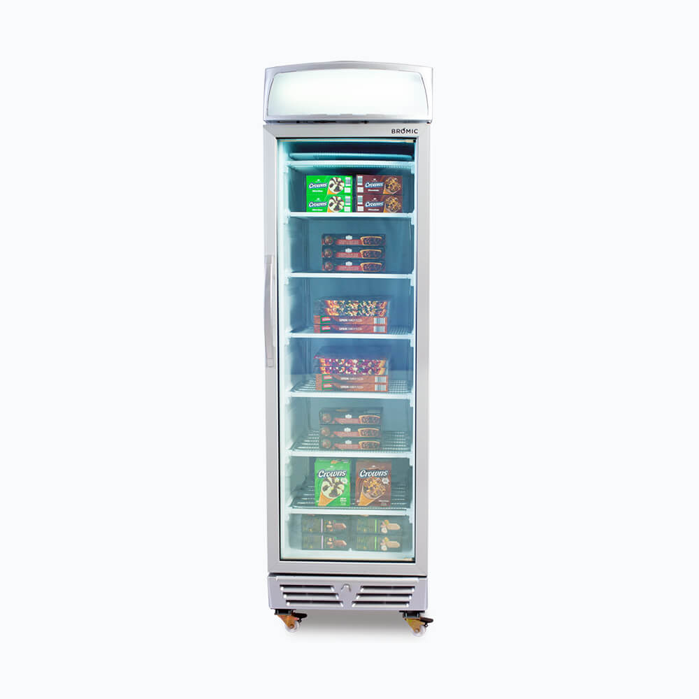 Bromic Upright Display Freezer - 300L - 1 Door - Flat Glass - Lightbox UF0374LS-NR - Hospitality Connect