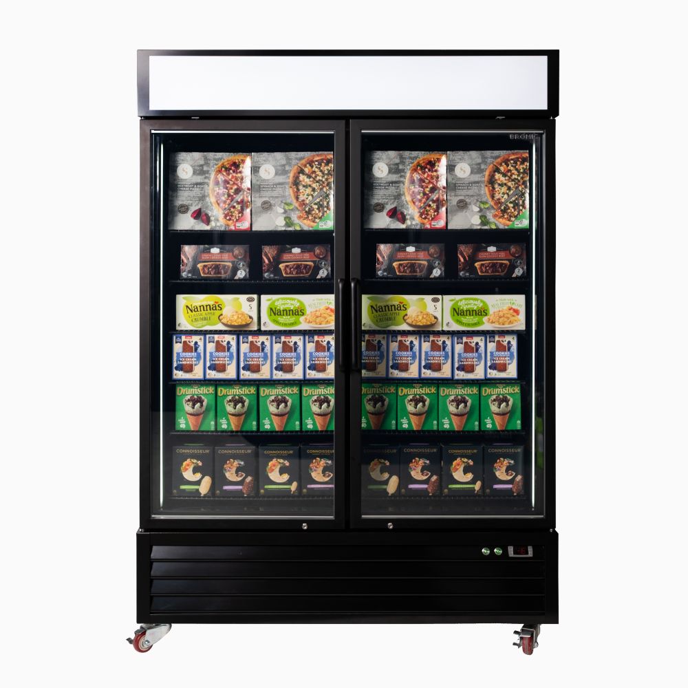 Bromic Upright Display Freezer 1266L - 2 Door - Flat Glass - Lightbox UF1250GDL-NR - Hospitality Connect