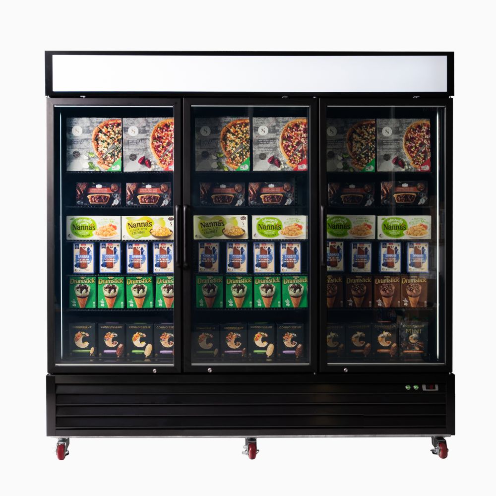 Bromic Upright Display Freezer 1980L - 3 Door - Flat Glass - Lightbox UF1980GDL-NR - Hospitality Connect
