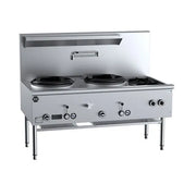 B&S Black Two Hole Deluxe Waterless Wok Table with Two RHS Burners UFWWD-2SB2. - Hospitality Connect