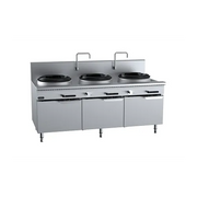 B+S Verro  Gas Three Hole Deluxe Waterless Wok Table - Cabinet Mounted VUFWWD-3. - Hospitality Connect