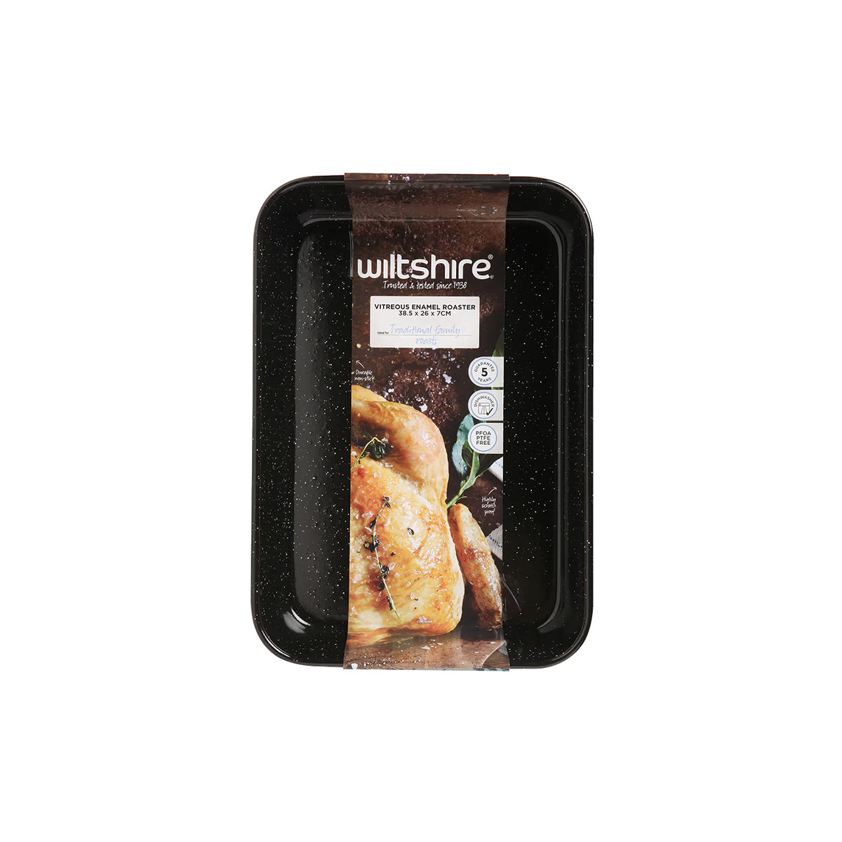 WILTSHIRE ROAST PAN-RECT VITREOUS ENAMEL 390x265x80mm - Hospitality Connect