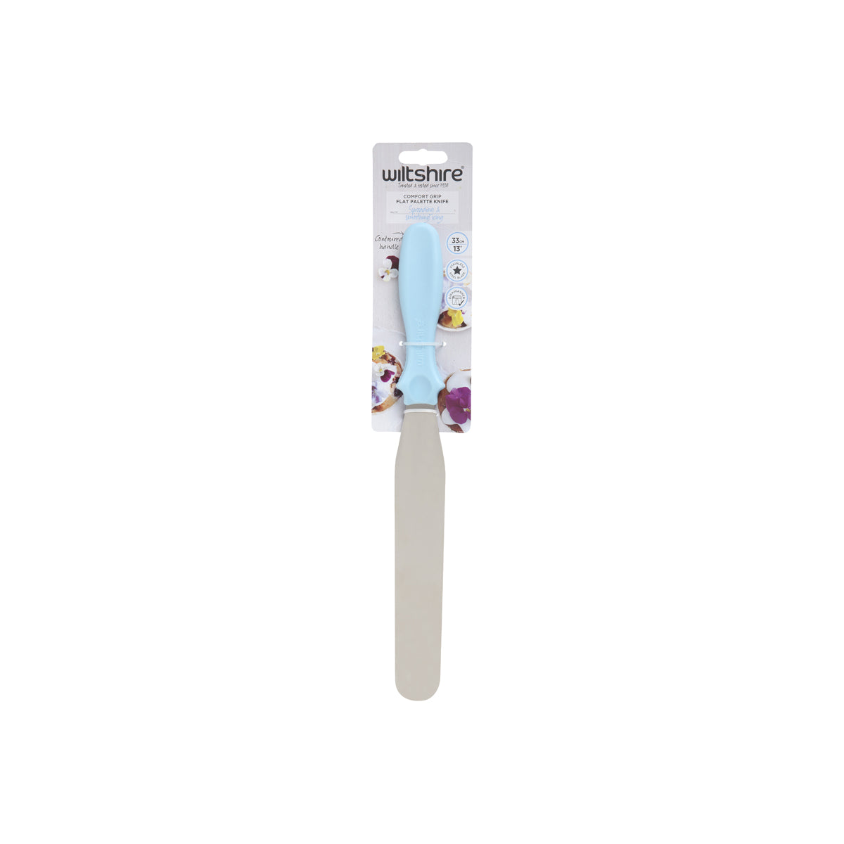 WILTSHIRE SPATULA-S/S 330mm w/BLUE HANDLE - Hospitality Connect