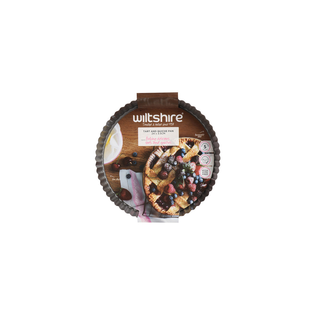 WILTSHIRE TART PAN-ROUND FLUTED 240x35mm LOOSE BASE N/S - Hospitality Connect