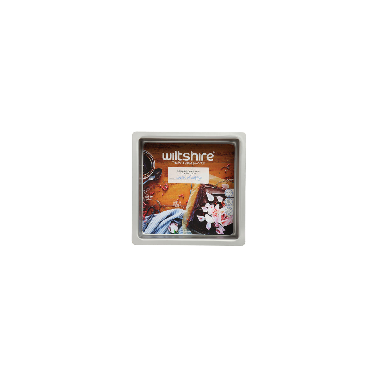 WILTSHIRE CAKE PAN-SQUARE SILVER ANODISED 200x200x50mm - Hospitality Connect