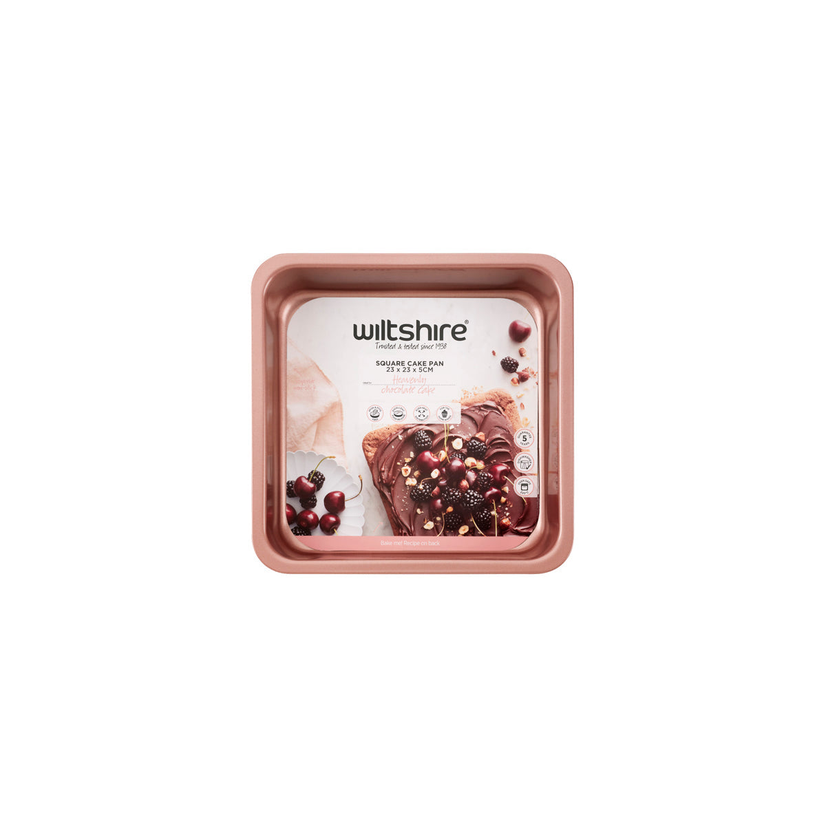 WILTSHIRE CAKE PAN-SQUARE ROSE GOLD 230x230x50mm NON-STICK - Hospitality Connect