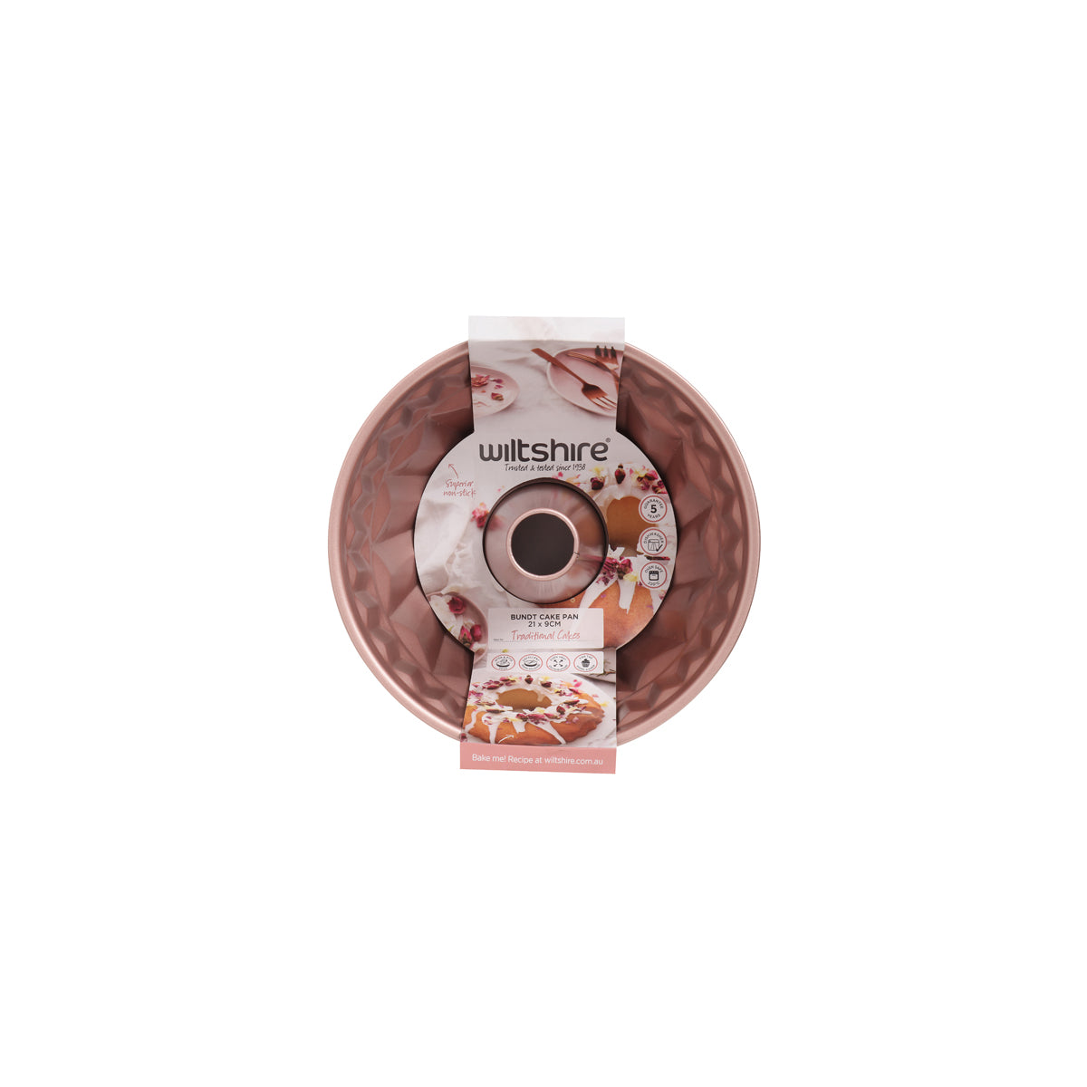 WILTSHIRE BUNDT PAN-ROUND ROSE GOLD 210x90mm NON-STICK - Hospitality Connect