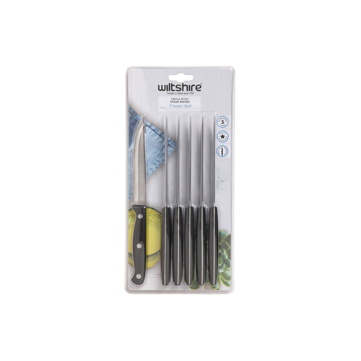 WILTSHIRE TRIPLE RIVET STEAK KNIFE SET 6PC - Hospitality Connect