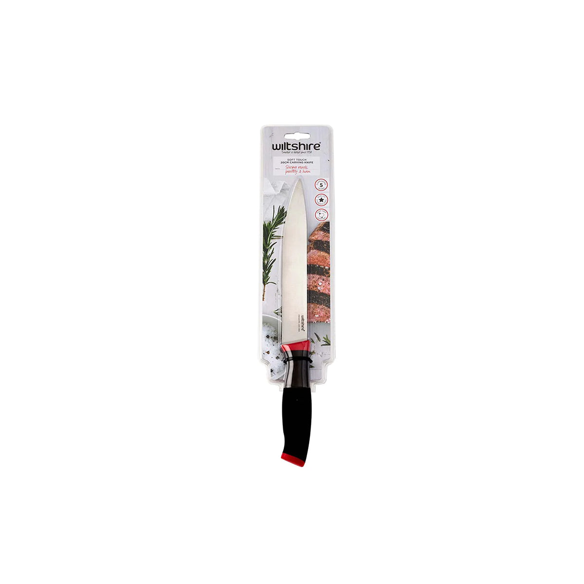WILTSHIRE SOFT TOUCH RED CARVING KNIFE 200mm - Hospitality Connect