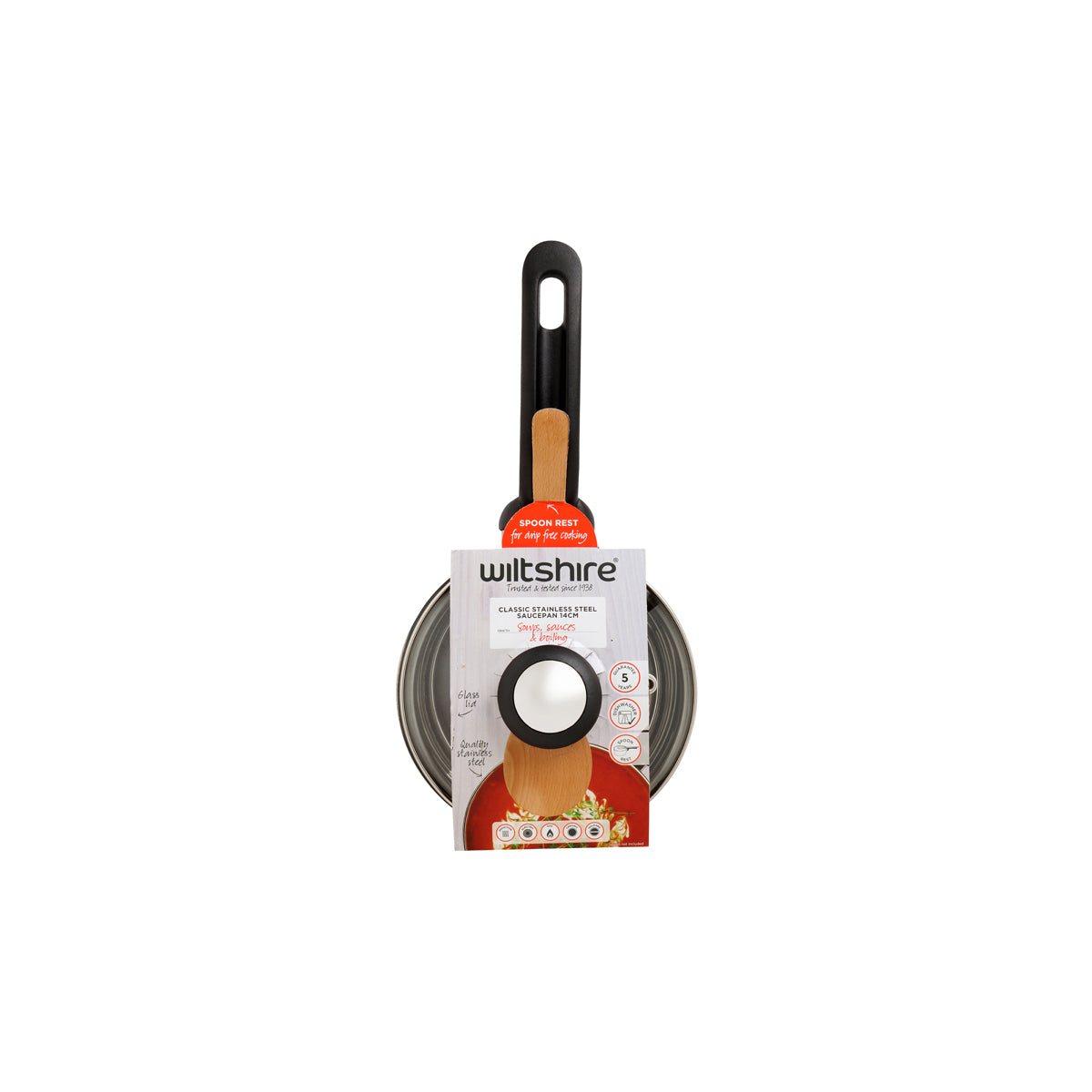 WILTSHIRE CLASSIC SAUCEPAN 140mm W/GLASS LID - Hospitality Connect