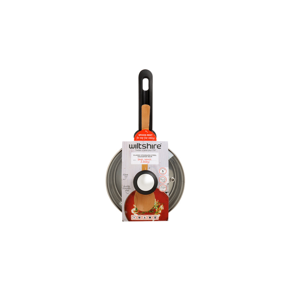 WILTSHIRE CLASSIC SAUCEPAN 160mm W/GLASS LID - Hospitality Connect