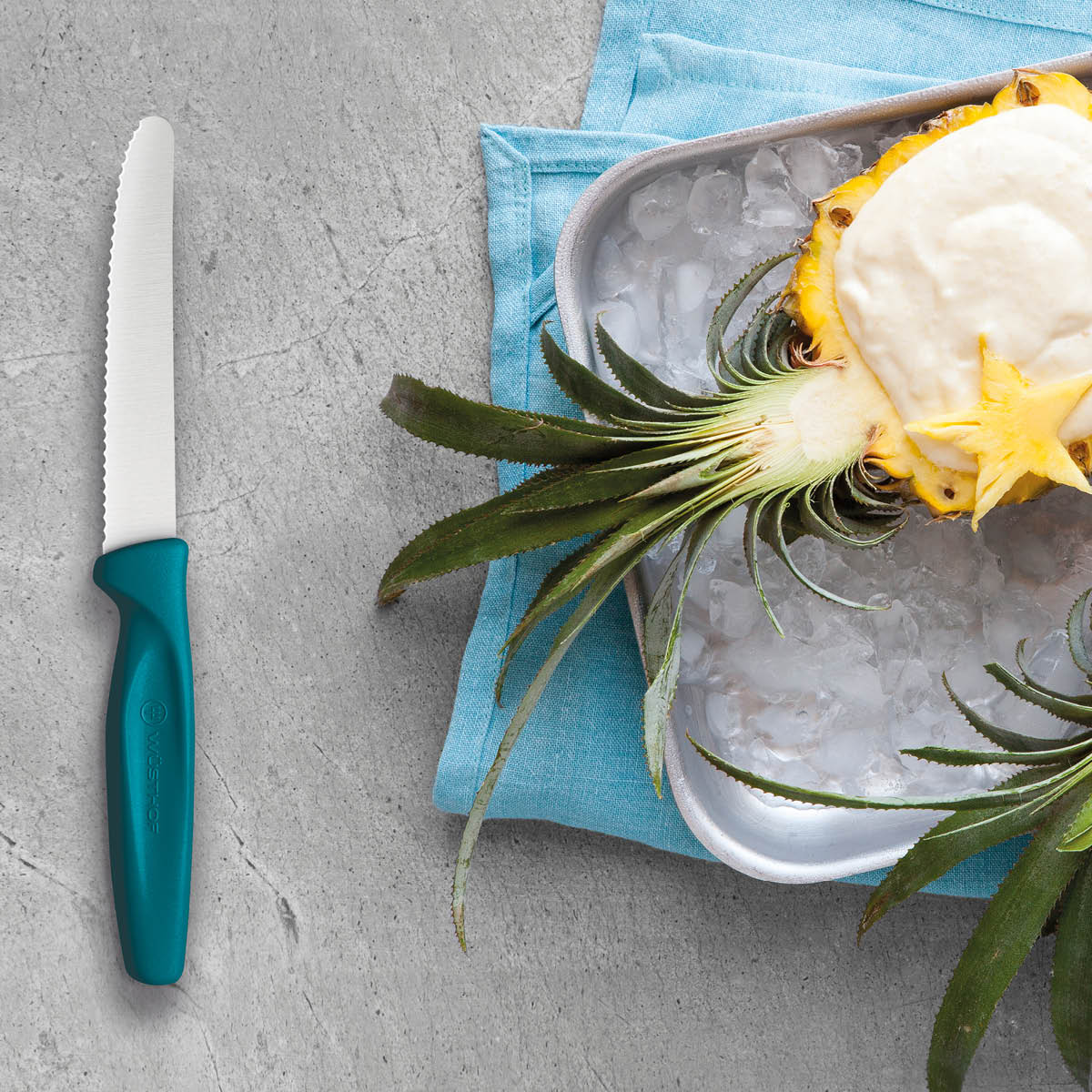 WUSTHOF CREATE SERRATED PARING KNIFE 100mm BLUE H/SELL (1145 - Hospitality Connect