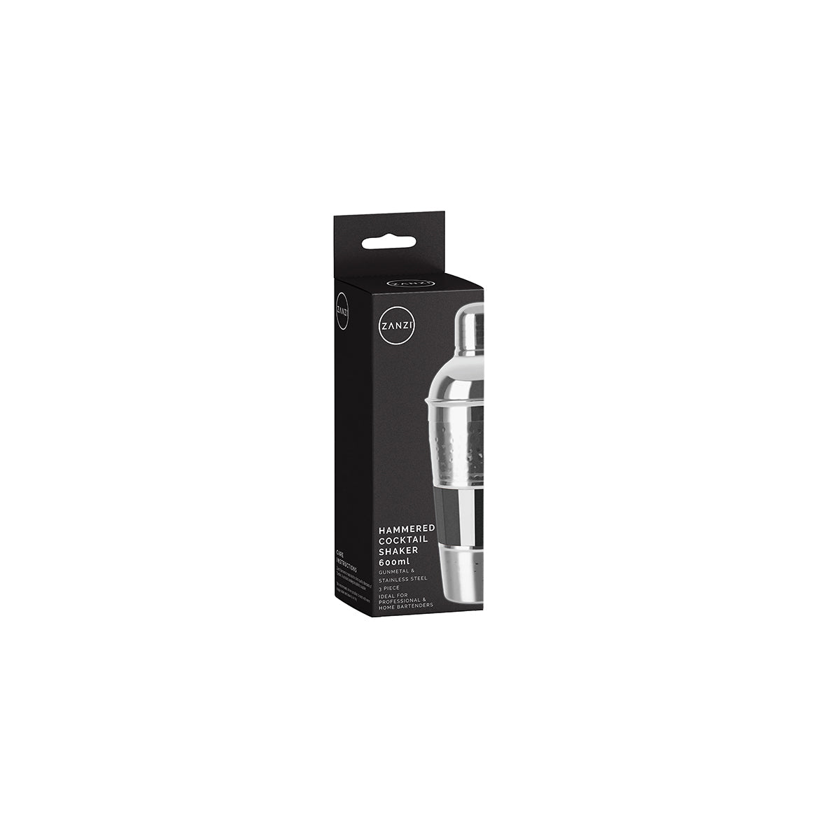 ZANZI HAMMERED S/S COCKTAIL SHAKER 600ml w/ GUN METAL BAND - Hospitality Connect