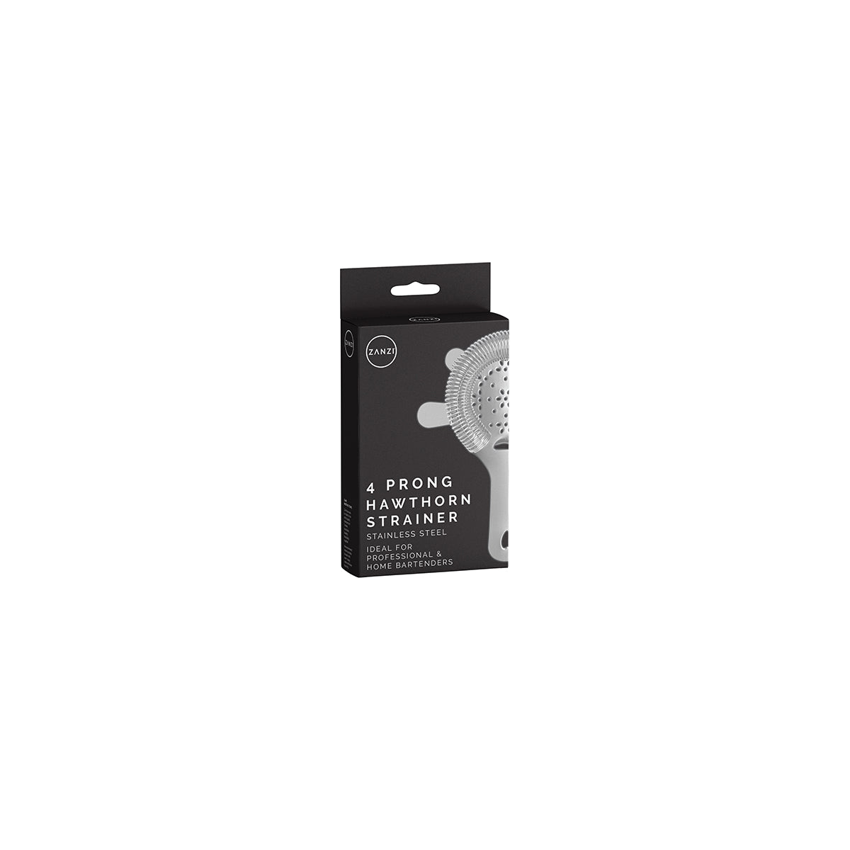 ZANZI 4 PRONG HAWTHORN STRAINER w/FLAT HDL S/S 110x105x13mm - Hospitality Connect