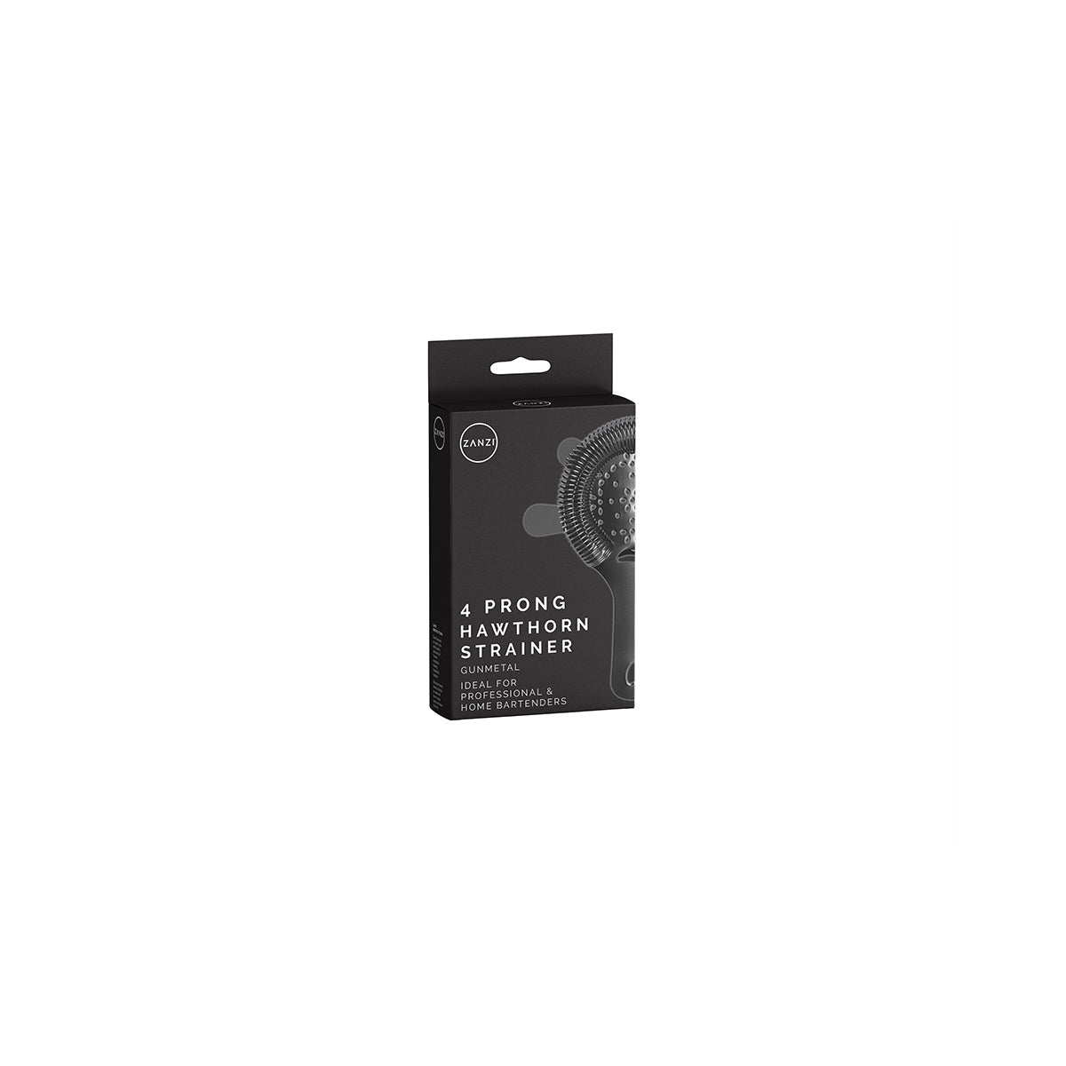 ZANZI 4 PRONG HAWTHORN STRAINER w/FLAT HDL GUN METAL 110mm - Hospitality Connect
