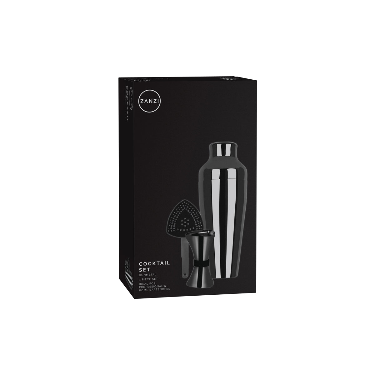 ZANZI COCKTAIL SET GUN METAL 3pc - Hospitality Connect