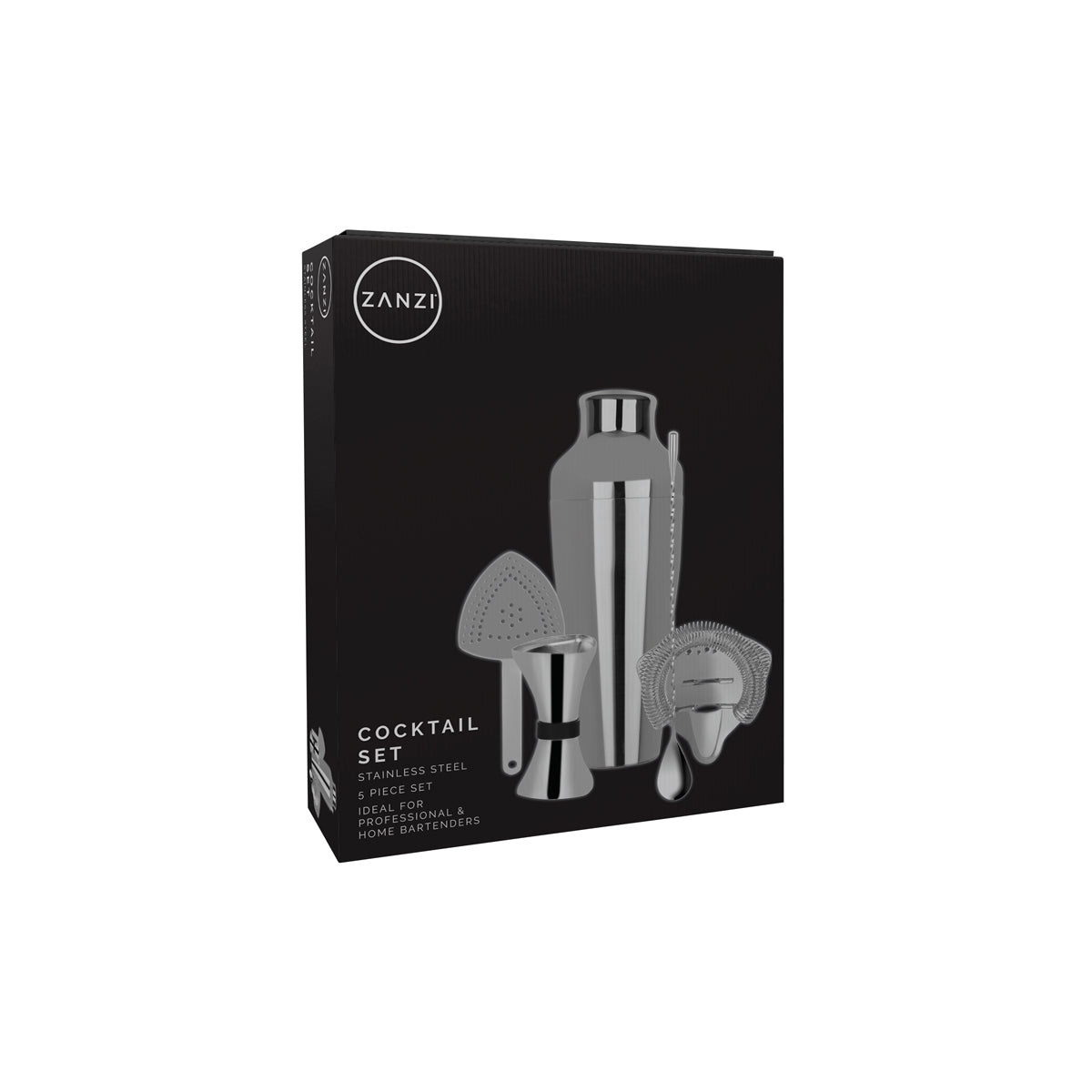 ZANZI COCKTAIL SET w/2pc SHAKER S/S 5pc - Hospitality Connect