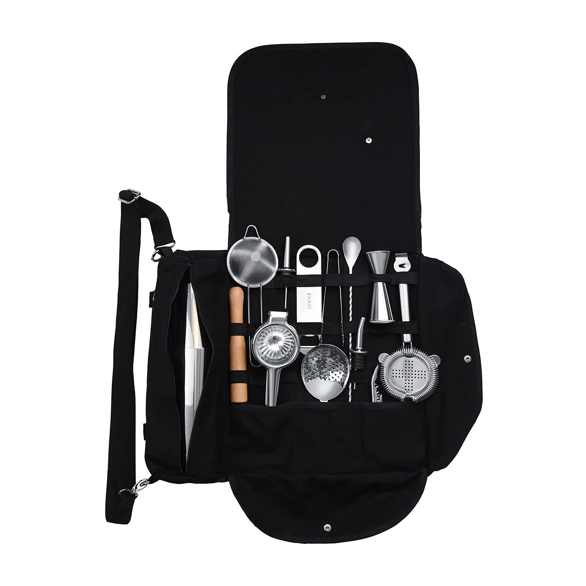 ZANZI COCKTAIL SET 14pc S/S IN BARTENDER ROLL - Hospitality Connect