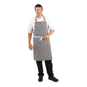 Whites Chefs Whites Bib Apron Polycotton Black/White CheckA275 - Hospitality Connect