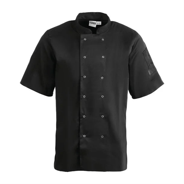 Whites Chefs Whites Vegas Chefs Jacket Short Sleeve Black Polycotton - Size LA439-L