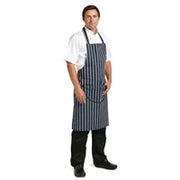 Whites Chefs Whites Bib Apron Blue/White Butchers Stripe with Pocket - 711-965mmA535 - Hospitality Connect