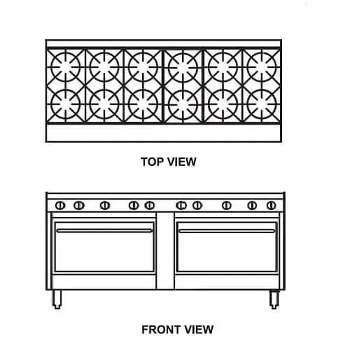 Goldstein 800 SERIES 12 Burners Cooktop DOUBLE OVEN RANGES GAS - Hospitality Connect