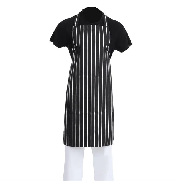 Whites Chefs Whites Black & White Stripe Butchers Bib ApronA935 - Hospitality Connect