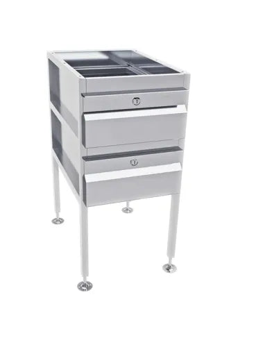 3MOnkeez Freestanding Drawer Unit. No Locks. O/A 490mmL x 480mmD x 900mmH. Includes Adjustable Feet. 304 Grade S/S 2 Drawer AB-2DRAW - Hospitality Connect
