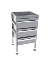 3Monkeez Freestanding Drawer Unit. No Locks. O/A 490mmL x 480mmD x 900mmH. Includes Adjustable Feet. 304 Grade S/S 3 Drawer AB-3DRAW - Hospitality Connect