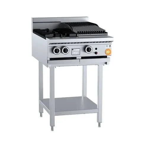 K + Combination Two Open Burners & 300mm Char Broiler On Stand KBT-SB2-CBR3. - Hospitality Connect